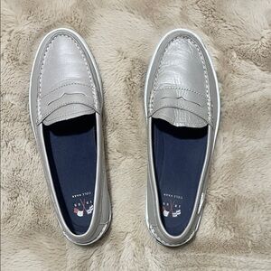 Cole Haan Gray Leather Penny Loafers